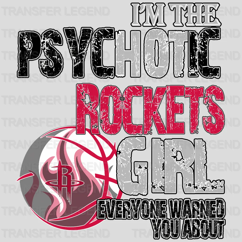 Houston Rockets NBA Psychotic Rockets Girl DTF Iron On Transfer