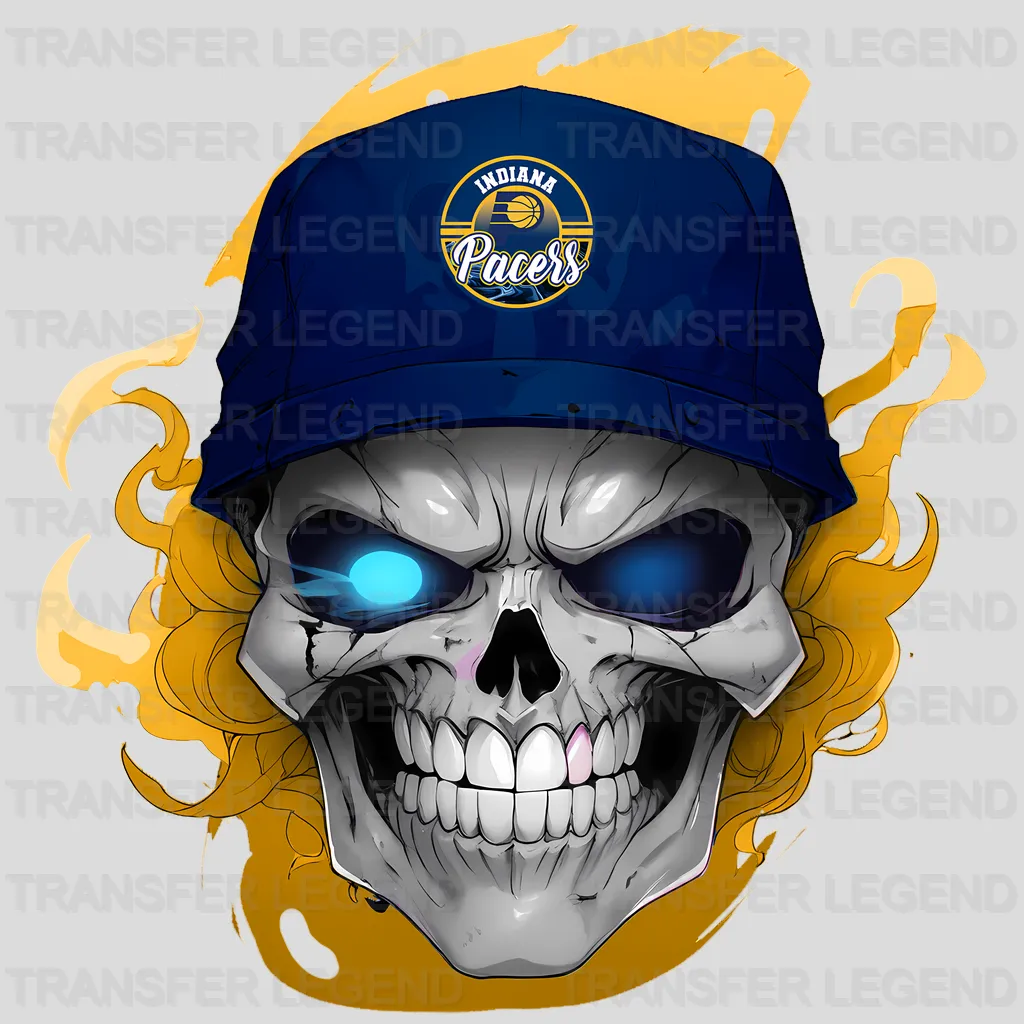 Indiana Pacers NBA Skull With Cap & Smoke Effect - DTF Iron On Transfer