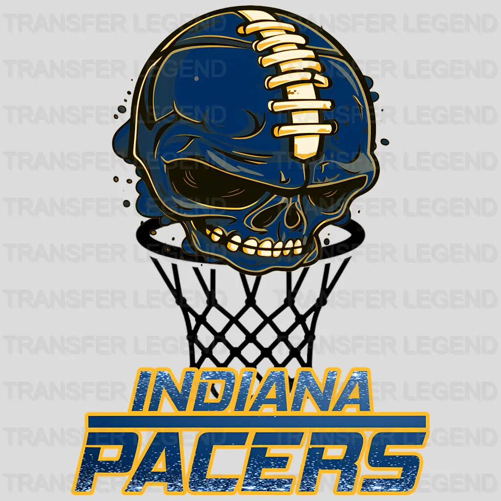 Indiana Pacers NBA Blue Skull Biting Rim Art - DTF Iron On Transfer