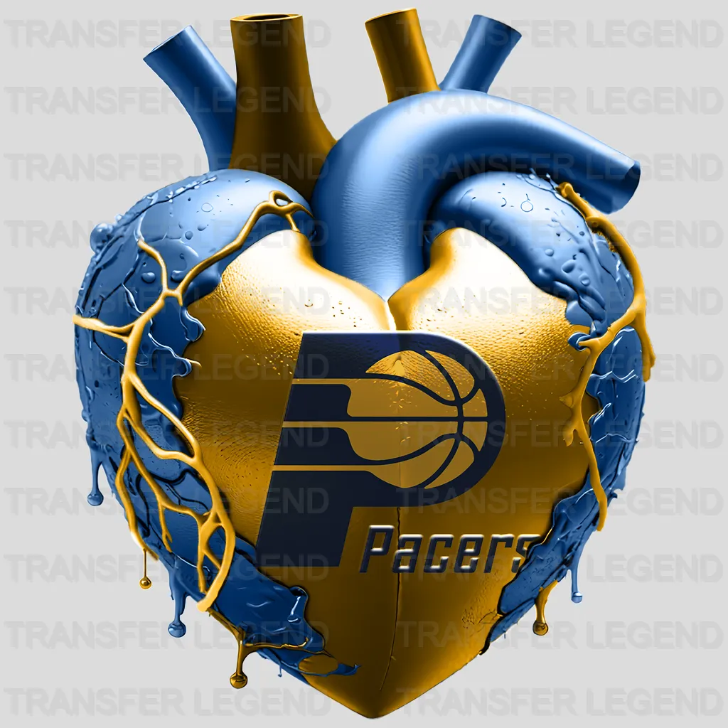 Indiana Pacers NBA Realistic Anatomical Heart Art - DTF Iron On Transfer