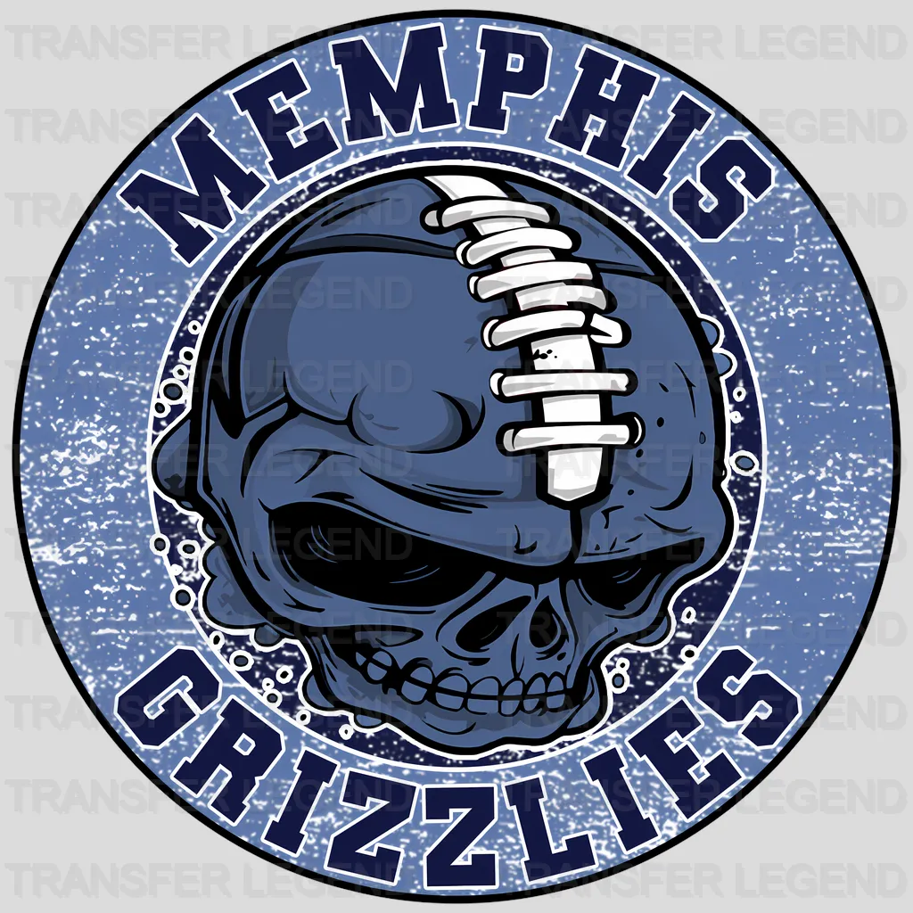 Memphis Grizzlies NBA Blue Skull With Helmet Art - DTF Iron On Transfer