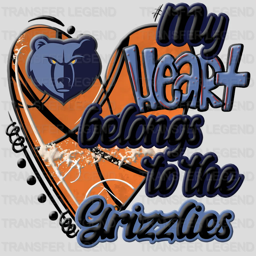 Memphis Grizzlies NBA My Heart Belongs To The Grizzlies DTF Iron On Transfer