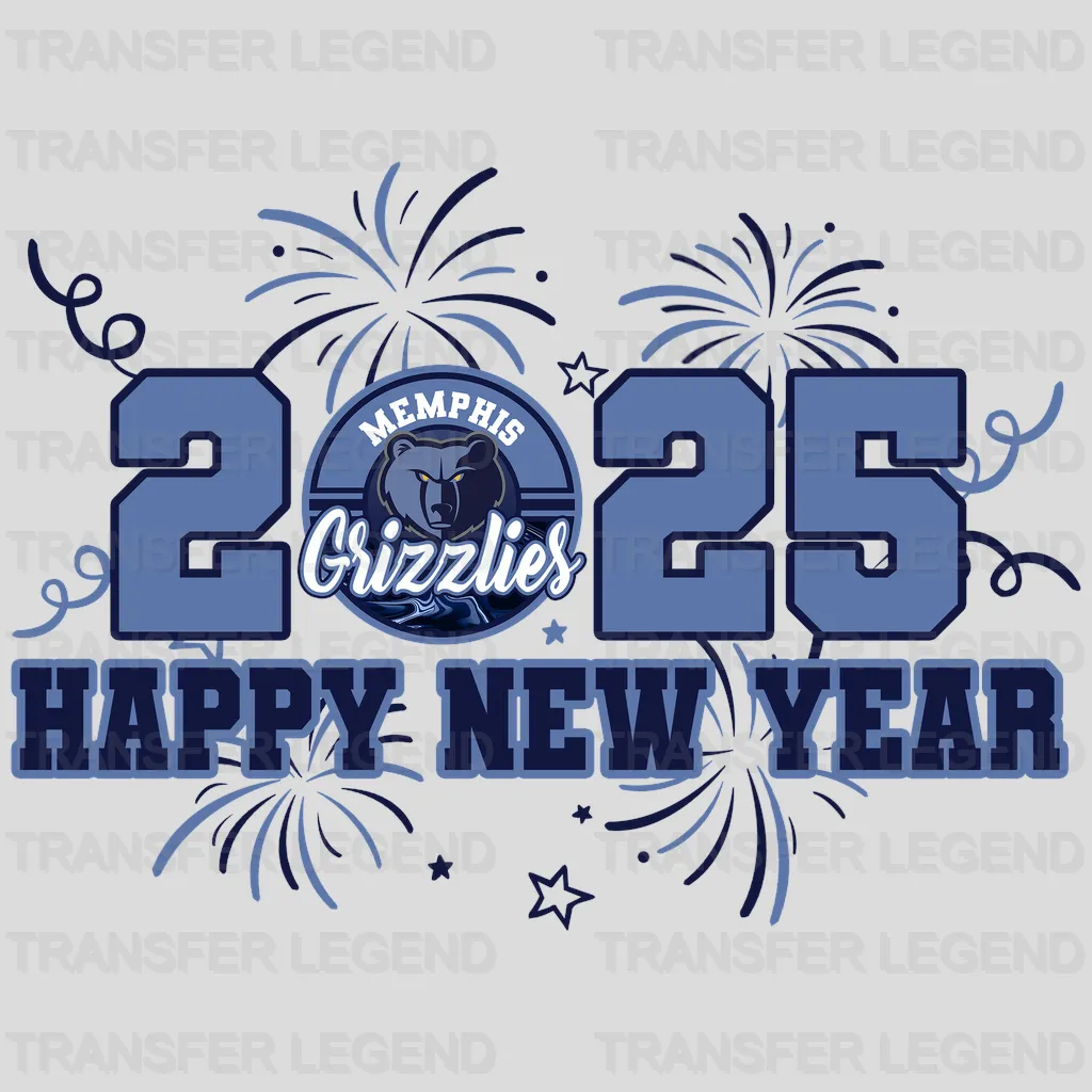 Memphis Grizzlies NBA 2025 Happy New Year DTF Iron On Transfer