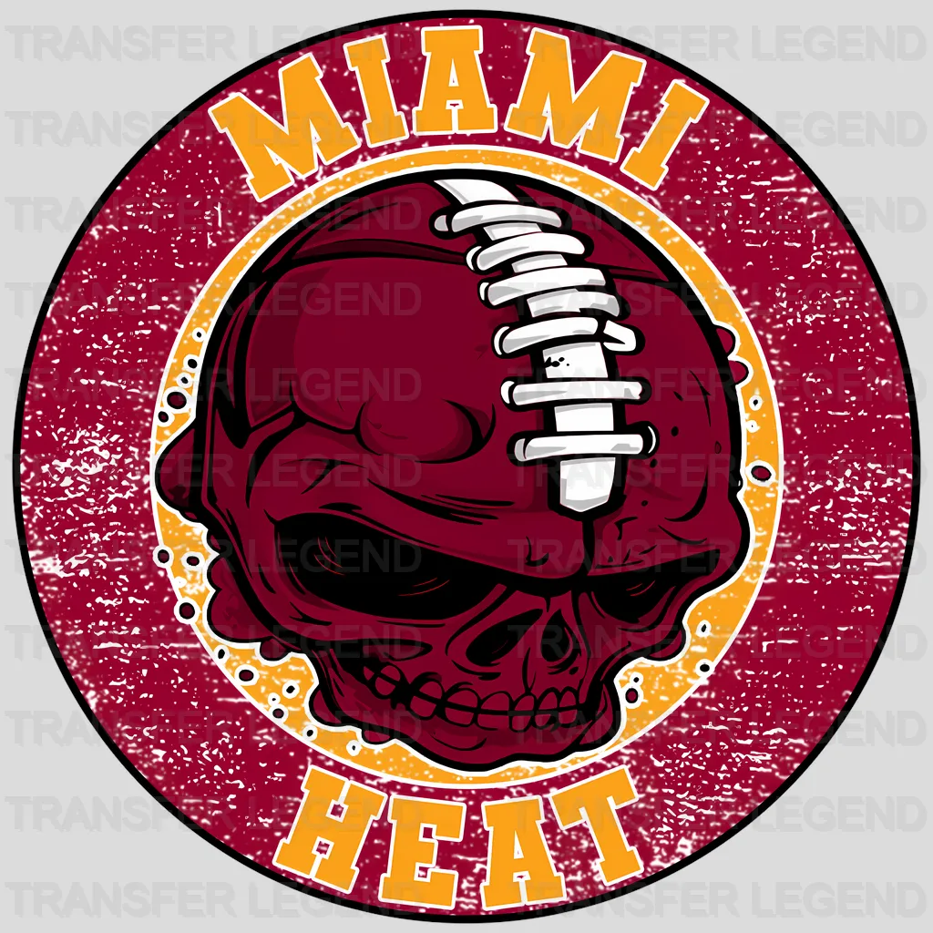 Miami Heat NBA Red Skull With Helmet Art - DTF Iron On Transfer