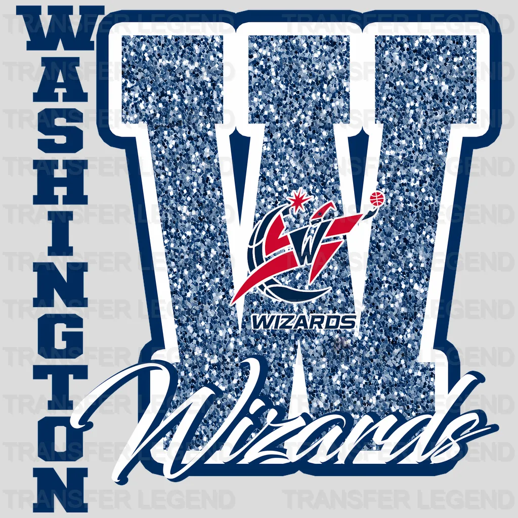 Washington Wizards NBA Glitter Chenille Letter W Logo - DTF Iron On Transfer
