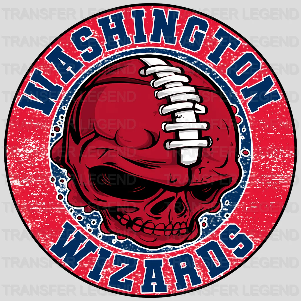 Washington Wizards NBA Blue Skull With Helmet Art - DTF Iron On Transfer
