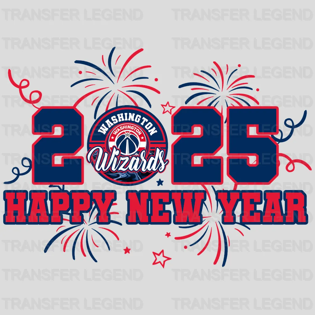 Washington Wizards NBA 2025 Happy New Year DTF Iron On Transfer