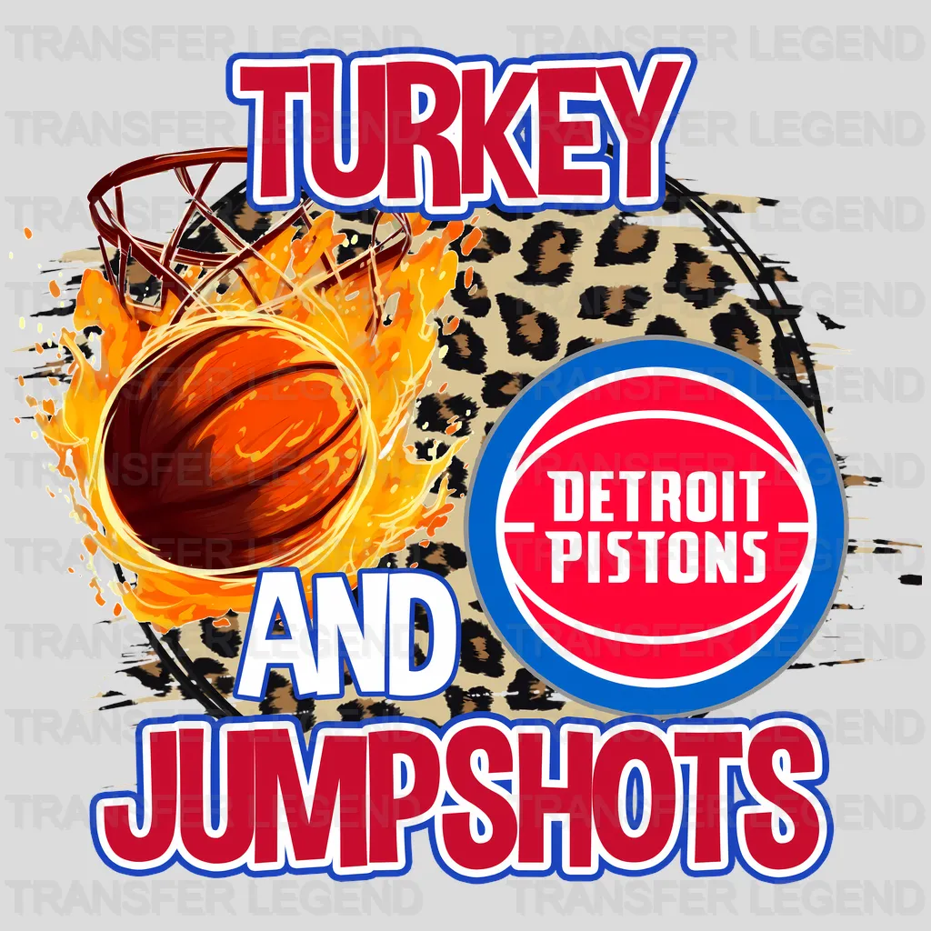 Detroit Pistons NBA Turkey And Jumpshots DTF Iron On Transfer