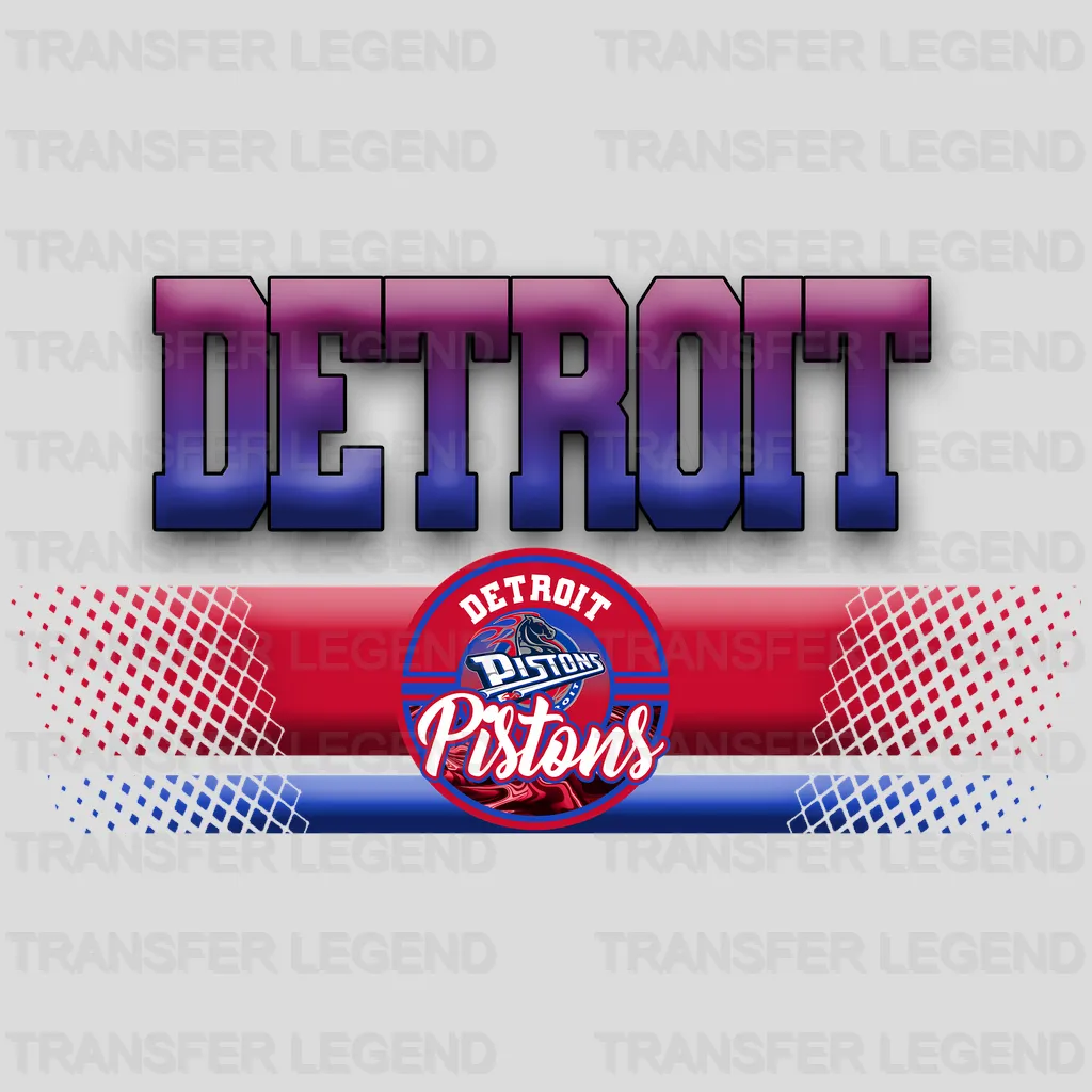 Detroit Pistons NBA Text Logo Banner Gradient - DTF Iron On Transfer