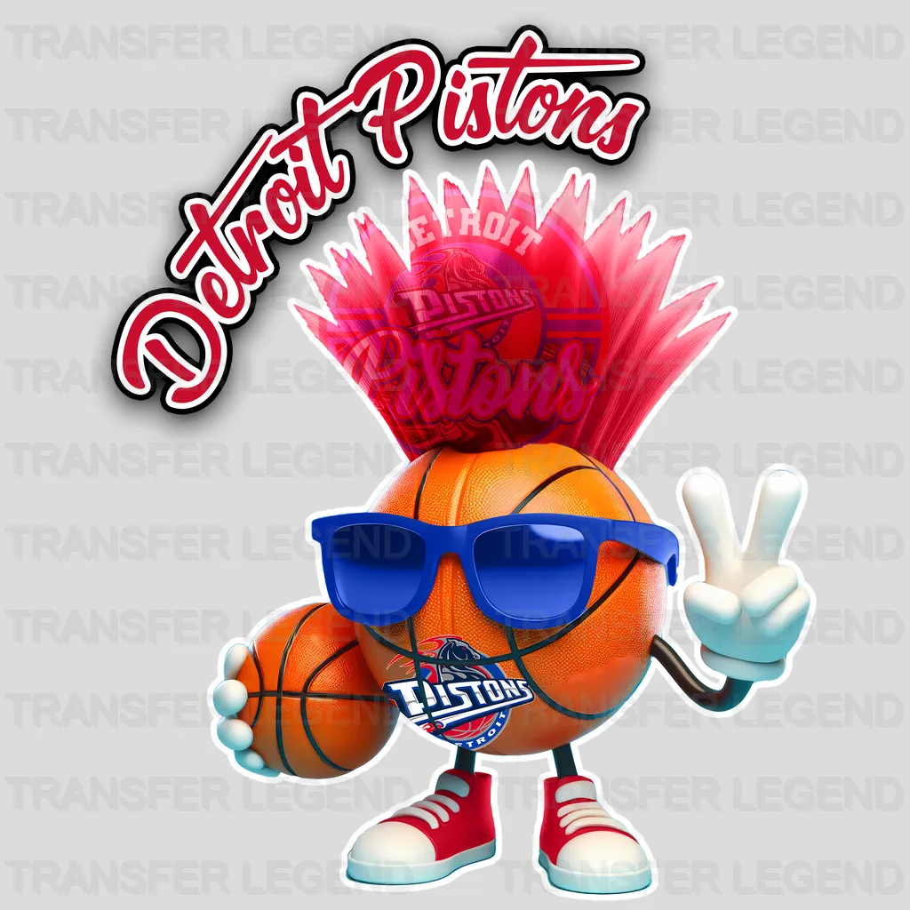 Detroit Pistons NBA Cool Cartoon Character - DTF Iron On Transfer