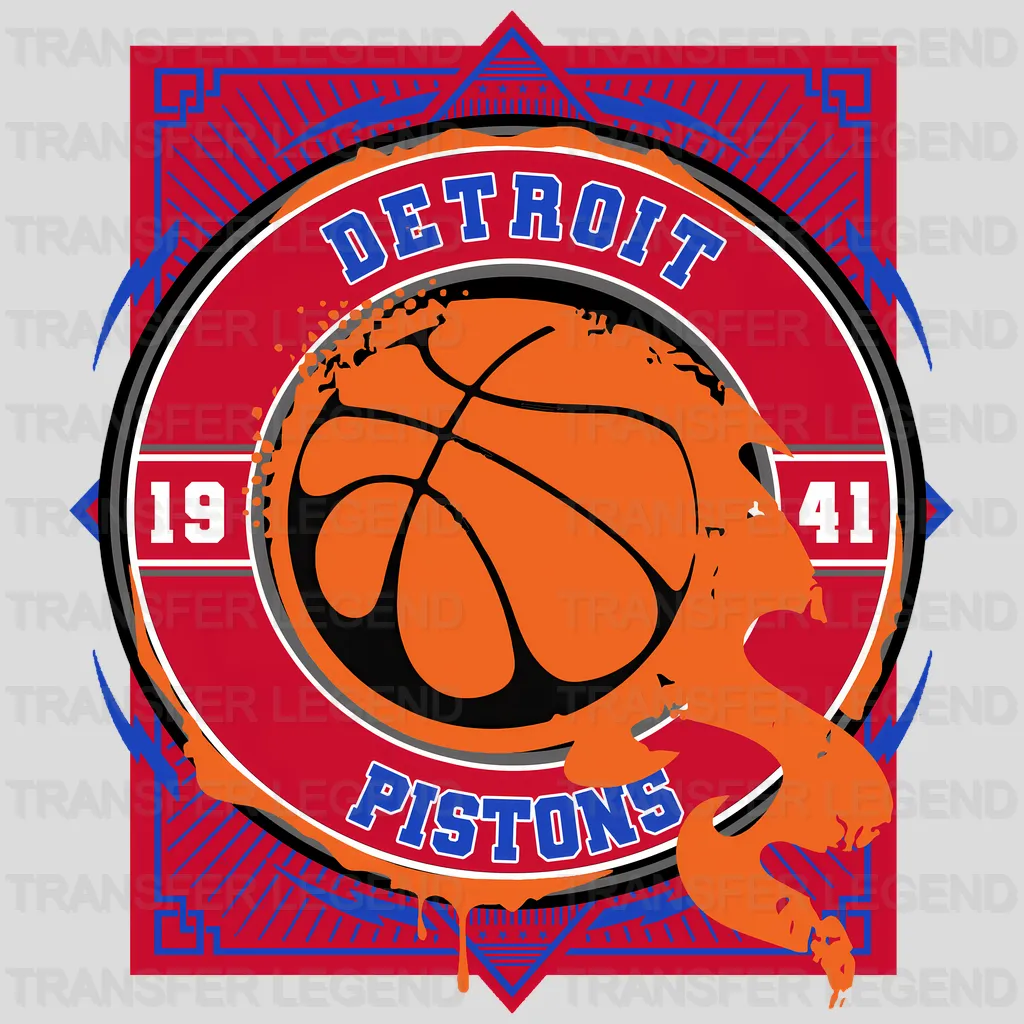 Detroit Pistons NBA Orange Shape Logo Art - DTF Iron On Transfer