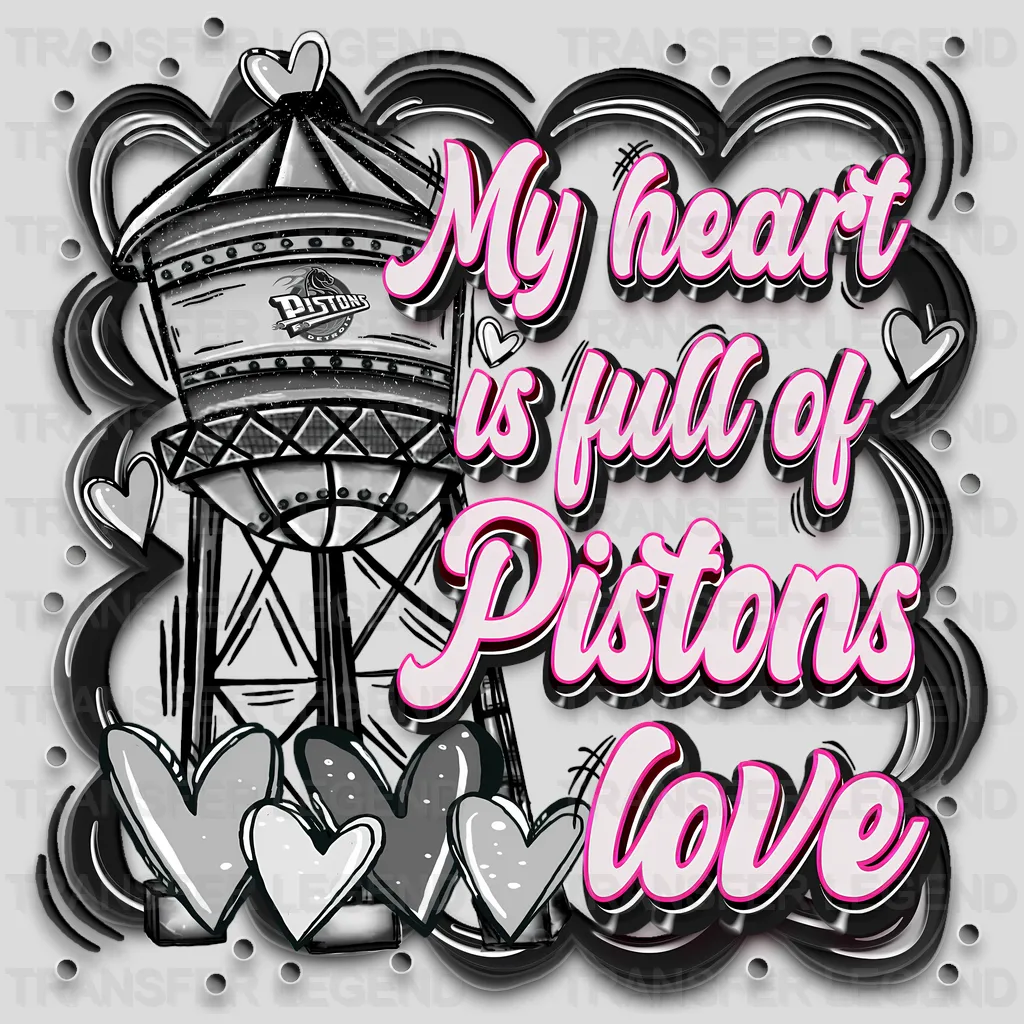 Detroit Pistons NBA My Heart Is Full DTF Iron On Transfer
