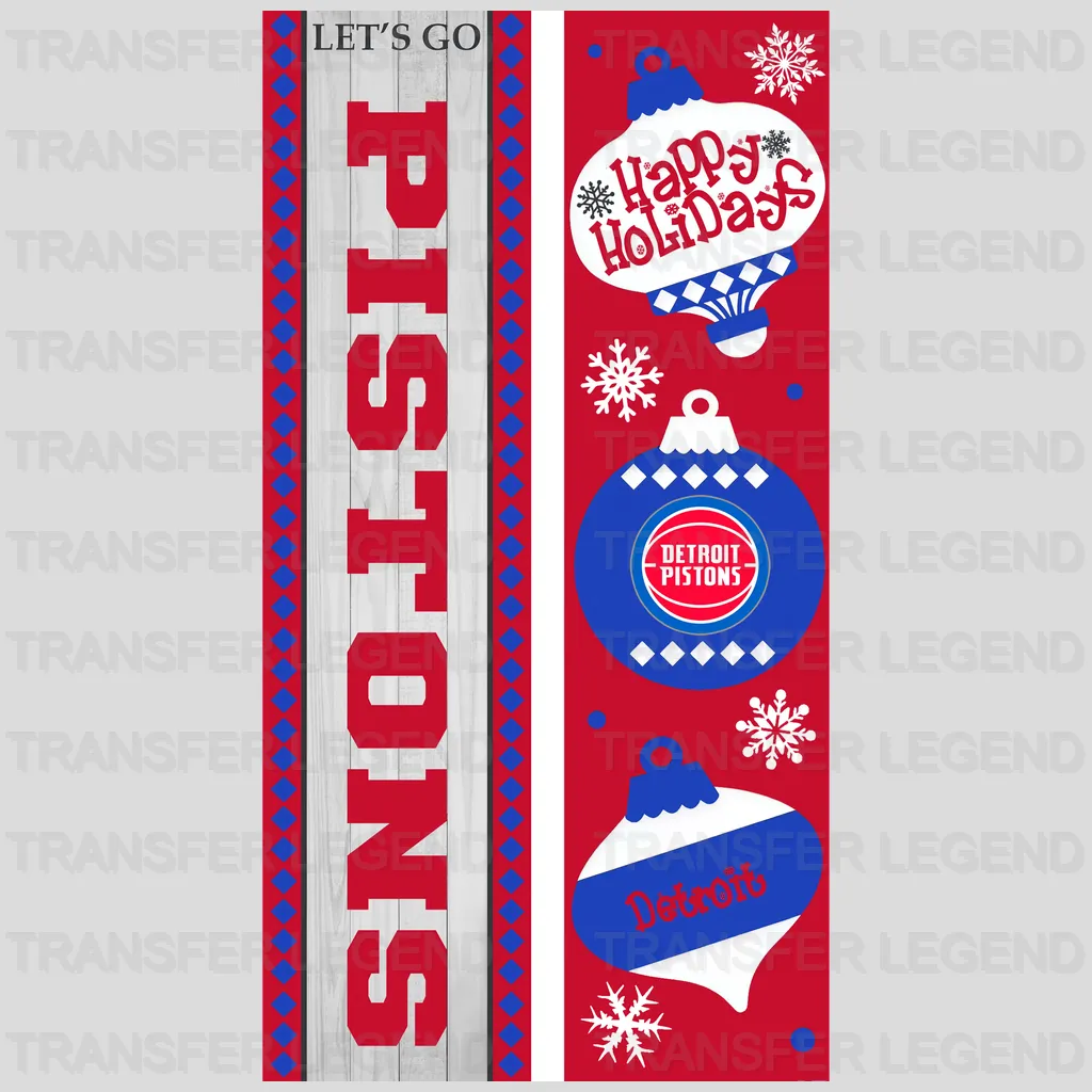 Detroit Pistons NBA Vertical Strip Banner Logo White & Blue - DTF Iron On Transfer