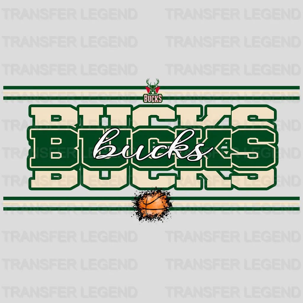 Milwaukee Bucks NBA Text Logo Strip Banner - DTF Iron On Transfer