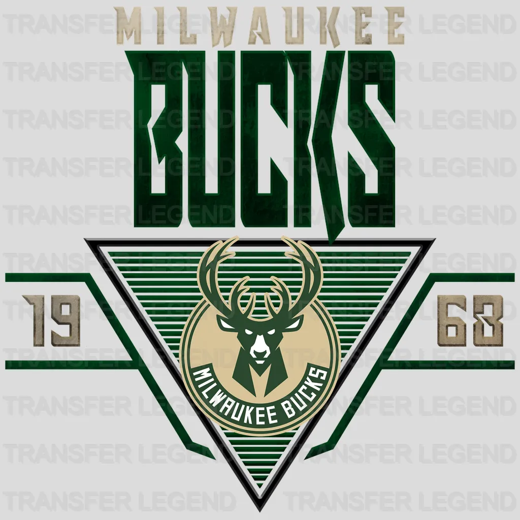 Milwaukee Bucks NBA Triangle Banner Logo - DTF Iron On Transfer