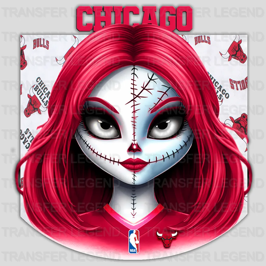 Chicago Bulls NBA Gothic Girl Illustration - DTF Iron On Transfer