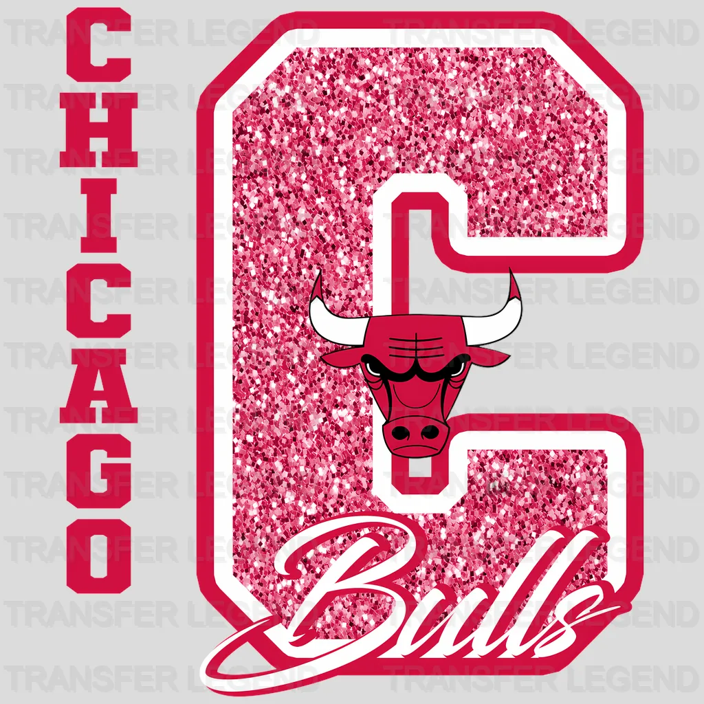 Chicago Bulls NBA Glitter Chenille Letter C Logo - DTF Iron On Transfer