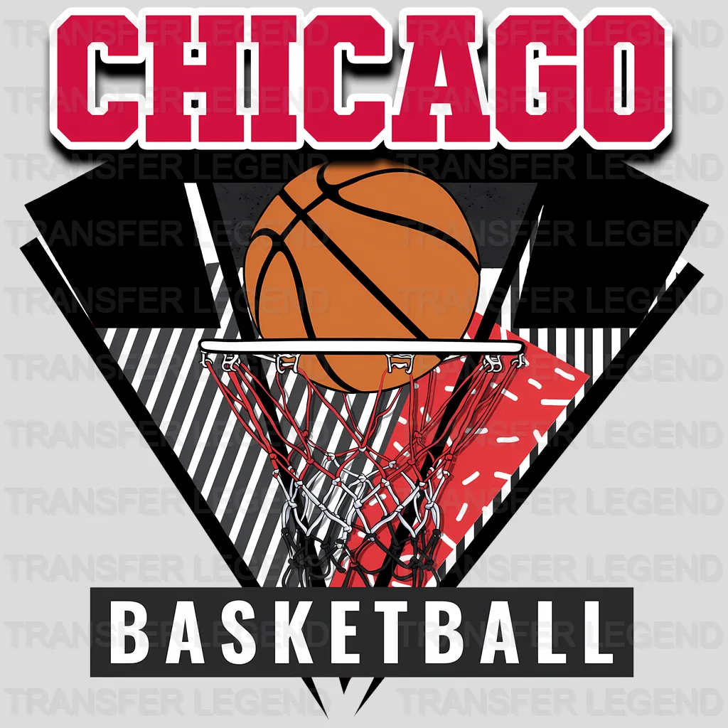 Chicago Bulls NBA Triangle Geometric Art - DTF Iron On Transfer
