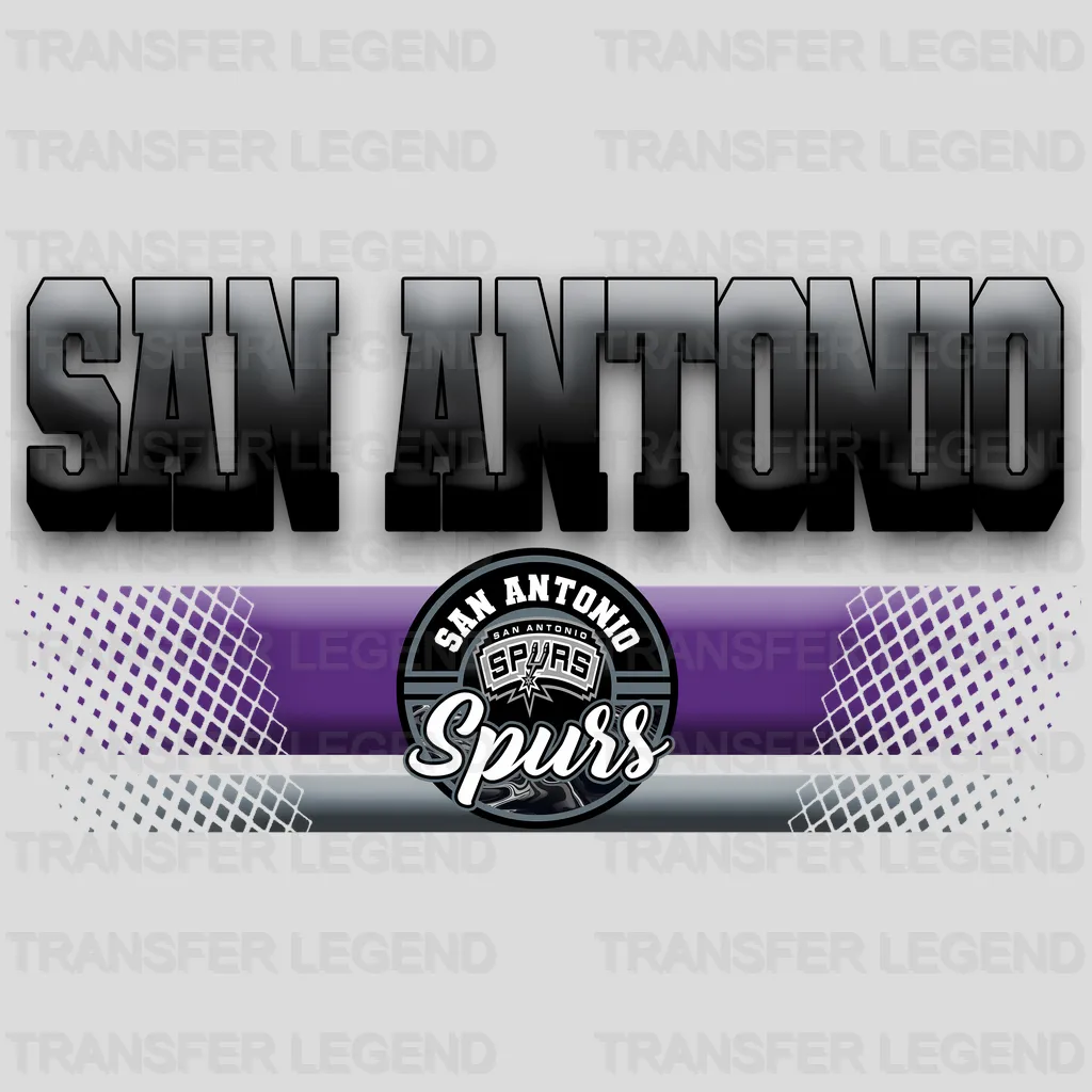 San Antonio Spurs NBA Text Logo Banner Gradient - DTF Iron On Transfer