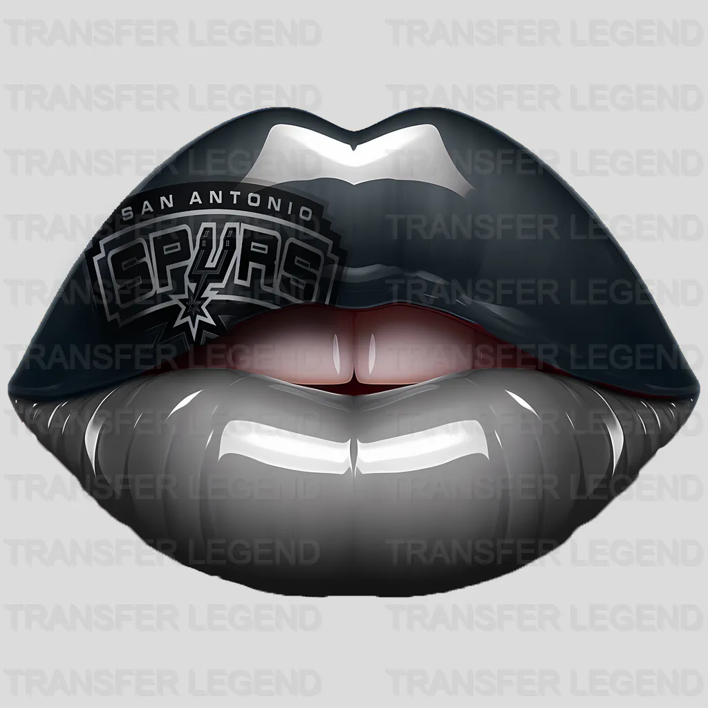 San Antonio Spurs NBA Black Lips Logo Art Illustration - DTF Iron On Transfer