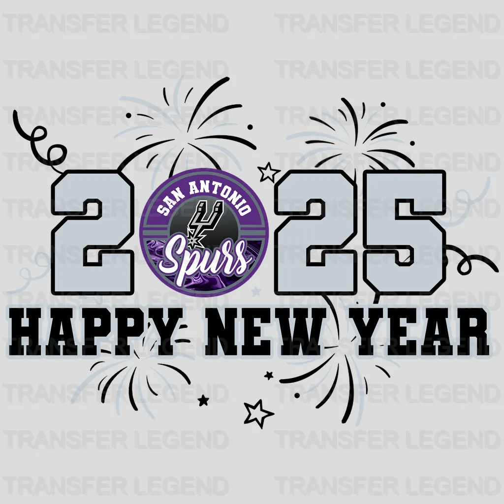 San Antonio Spurs NBA San Antonio 2025 Happy New Year DTF Iron On Transfer