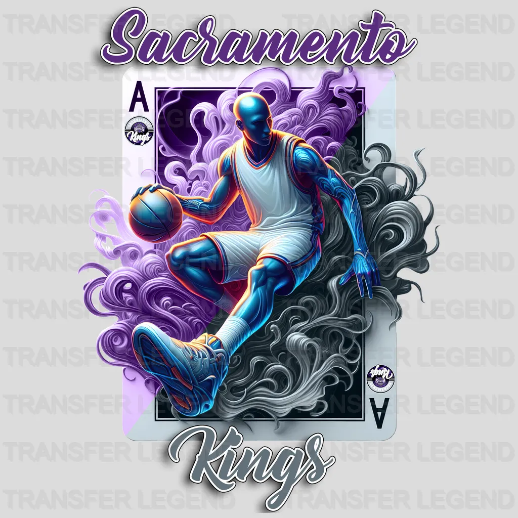 Sacramento Kings NBA Skeleton Playing Card Art - DTF Iron On Transfer