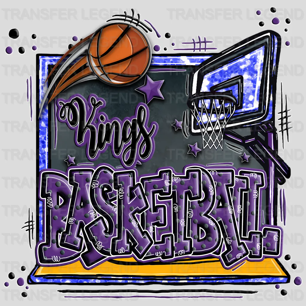 Sacramento Kings NBA Purple Lips Logo Art Illustration - DTF Iron On Transfer