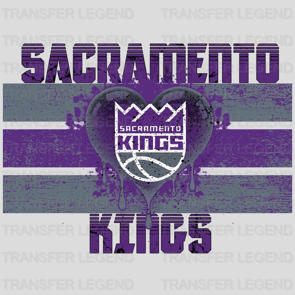 Sacramento Kings NBA Glitter Sequin Purple Bow Ribbon - DTF Iron On Transfer