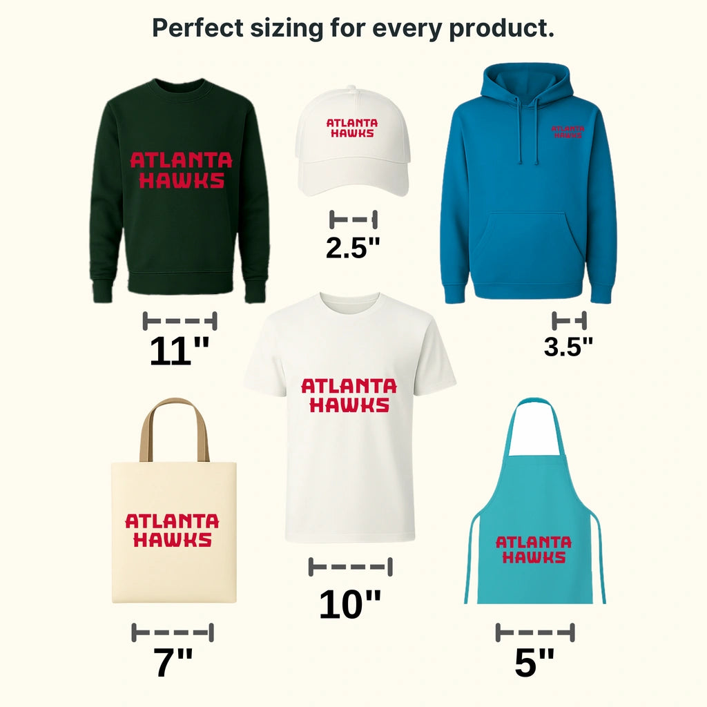 Atlanta Hawks Stacked “ATLANTA HAWKS” Wordmark (Red) NBA Design - DTF Heat Transfer