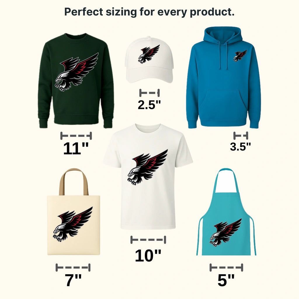 Atlanta Hawks Aggressive Black Soaring Hawk with Red Accents NBA Design - DTF Heat Transfer