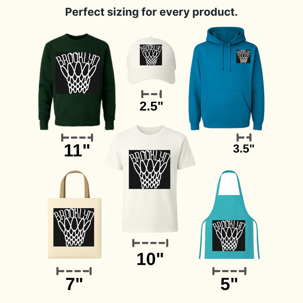 Brooklyn Nets Wordmark Woven into Hoop Net Graphic NBA Design - DTF Heat Transfer