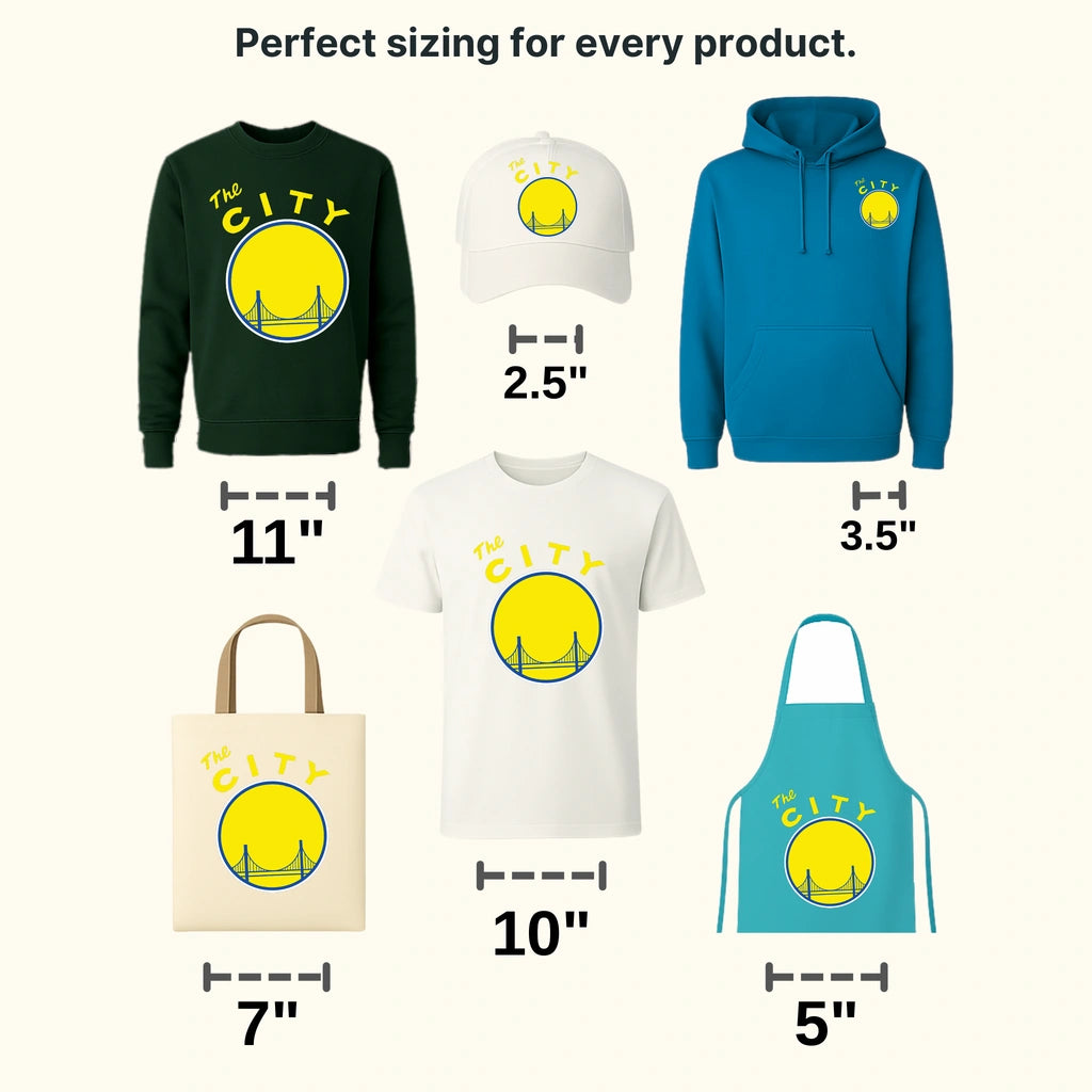 “The City” Yellow Disc with Bridge NBA Design - DTF Heat Transfer