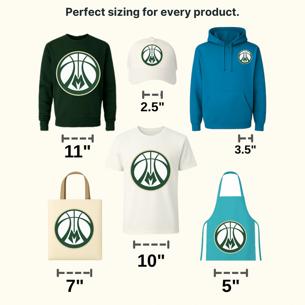 Milwaukee Bucks Basketball Emblem with Antlered “M” NBA Design - DTF Heat Transfer