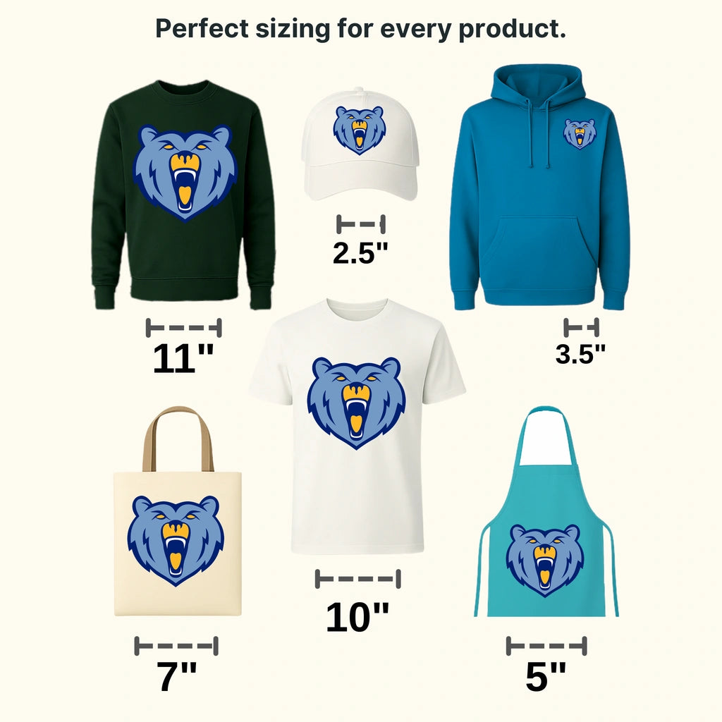 Memphis Grizzlies Roaring Bear Face Emblem NBA Design - DTF Heat Transfer