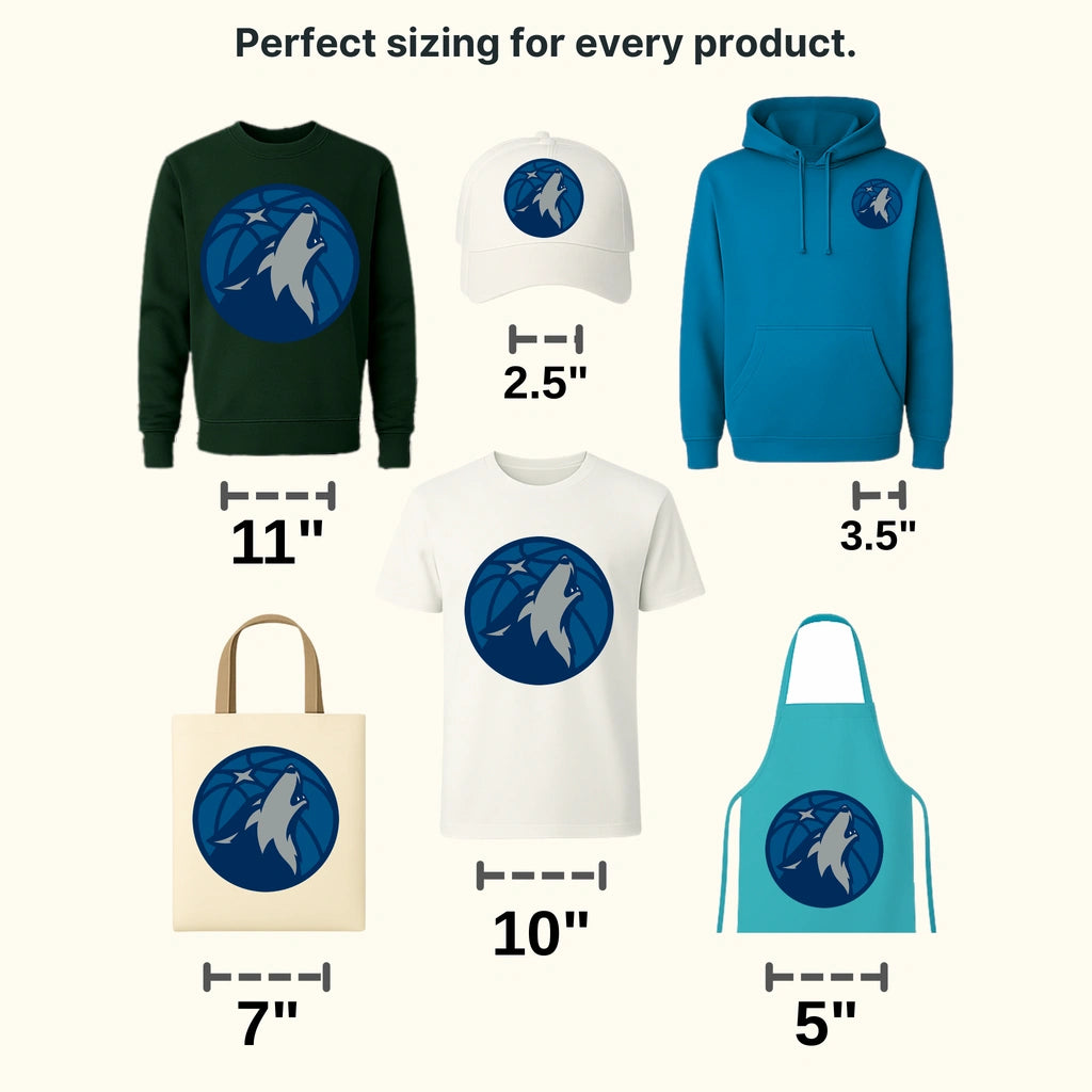 Minnesota Timberwolves Blue Circle Howling Wolf Silhouette NBA Design - DTF Heat Transfer