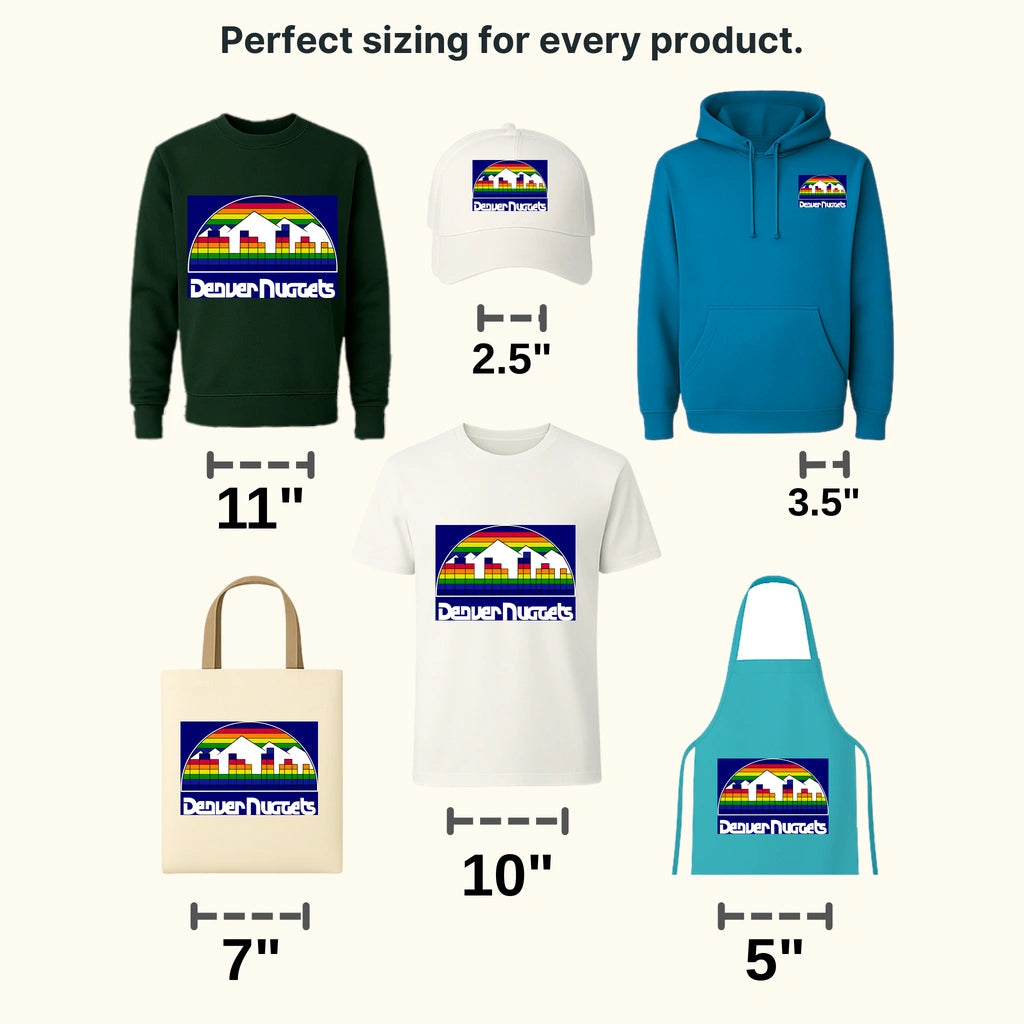 Denver Nuggets Rainbow Skyline Retro Logo NBA Design - DTF Heat Transfer