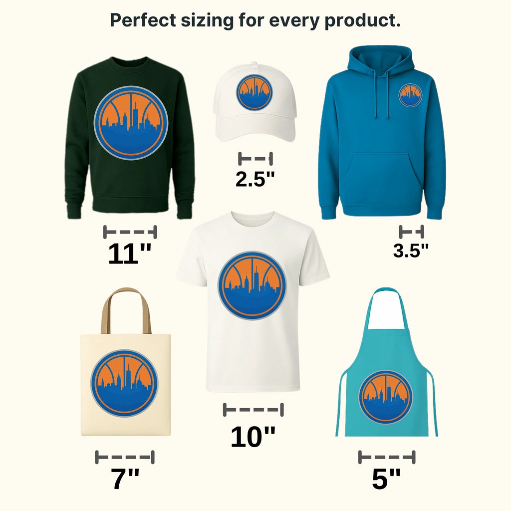 New York Knicks NYC Skyline Roundel NBA Design - DTF Heat Transfer