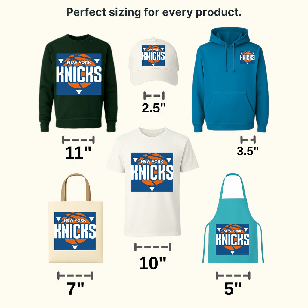 New York Knicks Geometric Badge with Basketball NBA Design - DTF Heat Transfer
