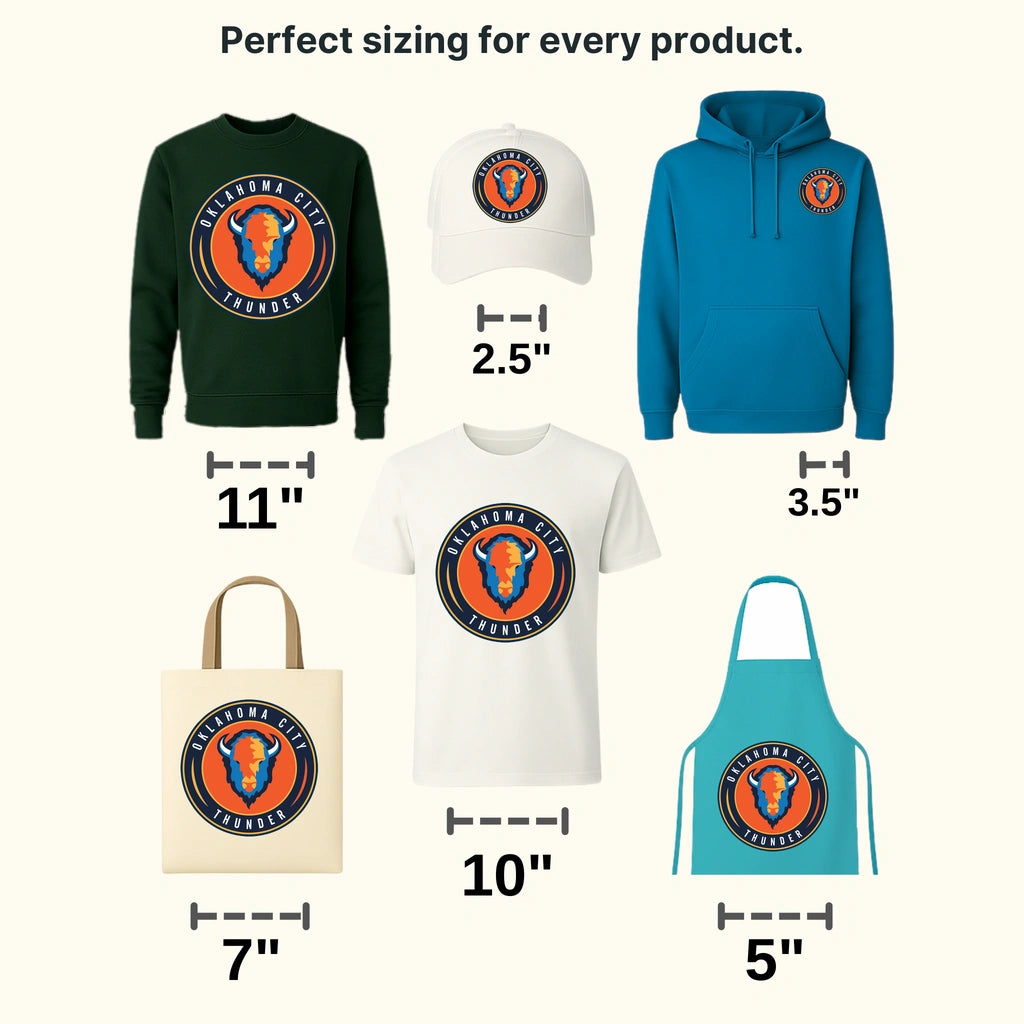 Oklahoma City Thunder Bison Roundel Crest NBA Design - DTF Heat Transfer