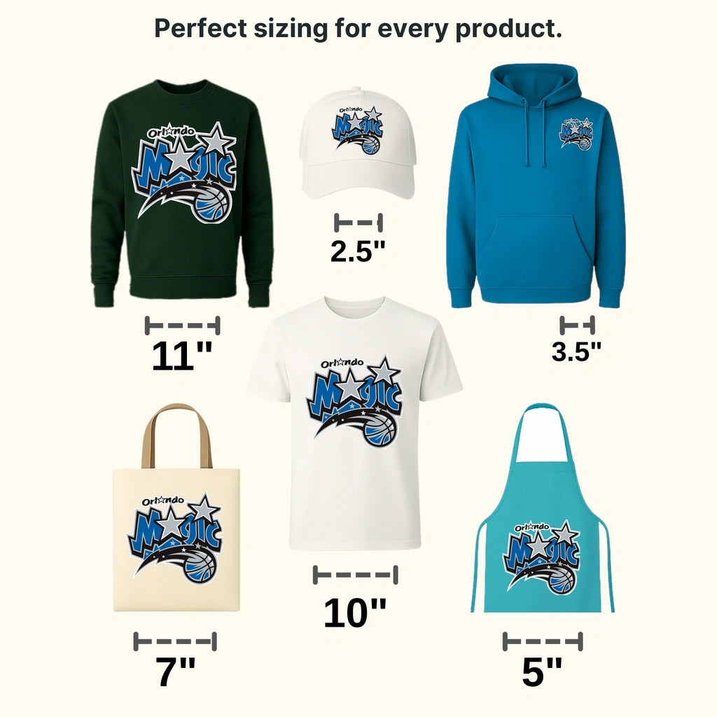 Orlando Magic Stacked Stars & Comet Ball Crest NBA Design - DTF Heat Transfer