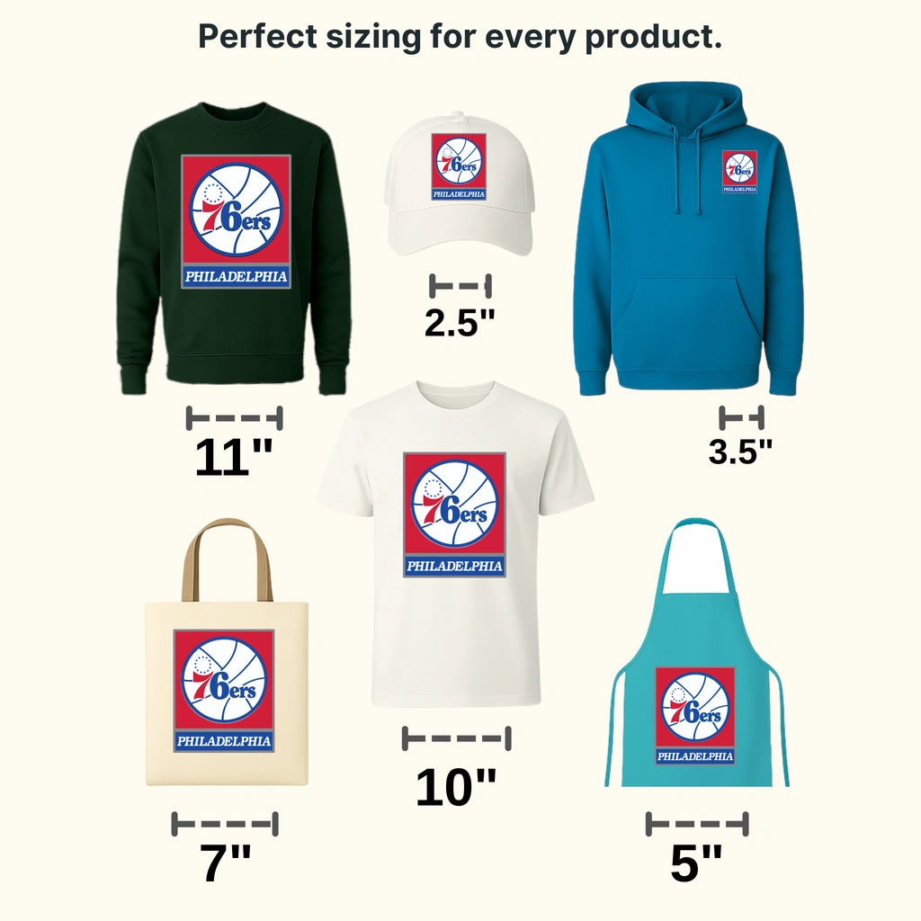 Philadelphia 76ers Classic Roundel with PHILADELPHIA Tab NBA Design - DTF Heat Transfer