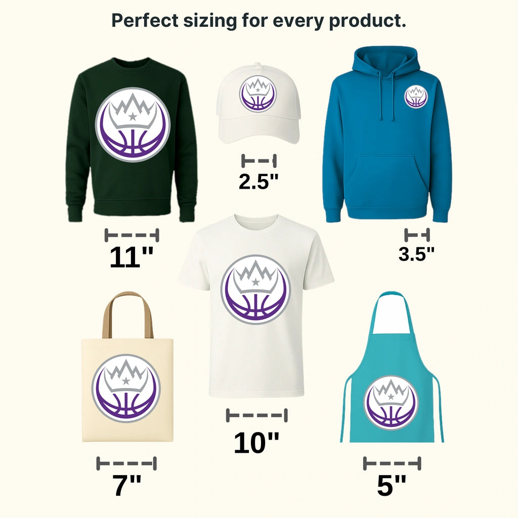Sacramento Kings Crown over Basketball Roundel NBA Design - DTF Heat Transfer