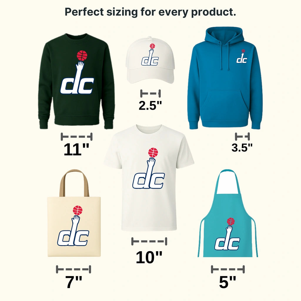 Washington Wizards “dc” Monogram Hand & Ball Logo NBA Design - DTF Heat Transfer