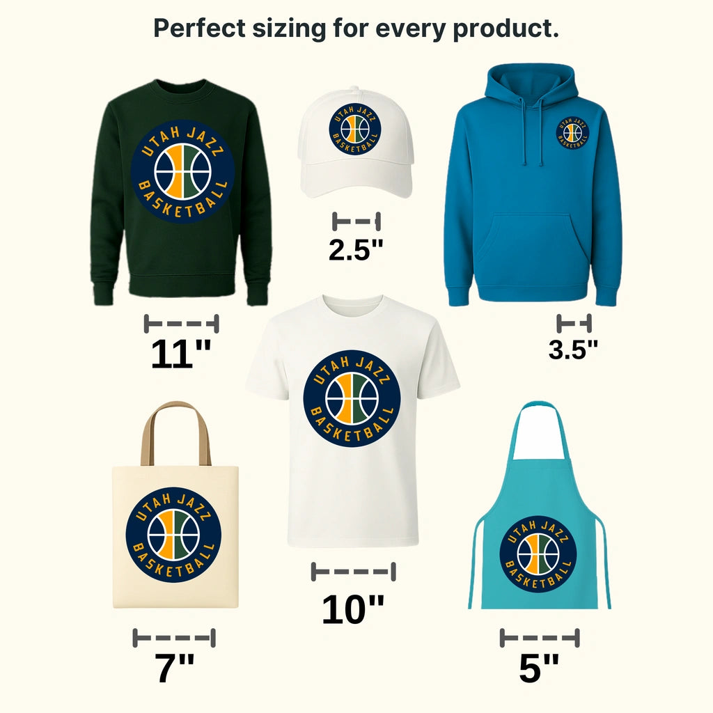 Utah Jazz Circular “Utah Jazz Basketball” Text Badge NBA Design - DTF Heat Transfer