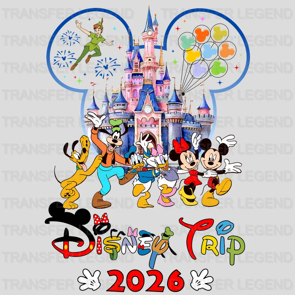 Mickey&Minnie Family Trip Cartoon Designs - DTF Heat Transfer