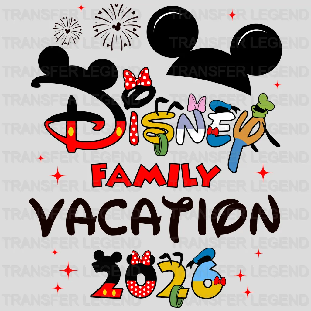 Minnie & Mickey Loves Vacation Cartoon Designs - DTF Heat Transfer