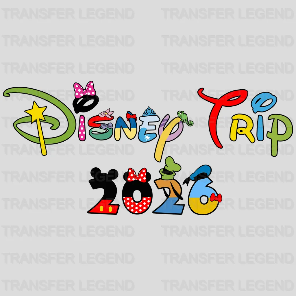 Family Trip 2026 Minnie & Mickey Cartoon Designs - DTF Heat Transfer
