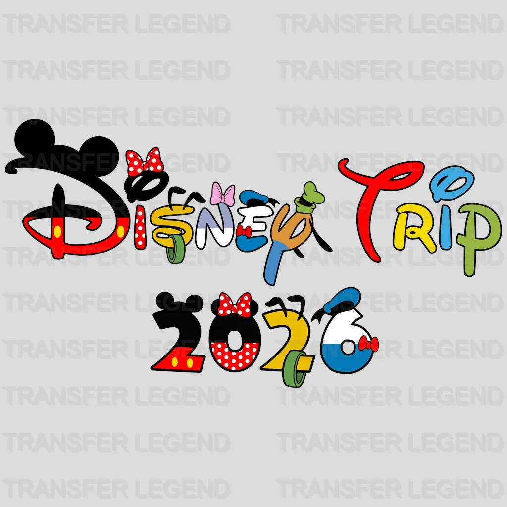 Family Trip 2026 Minnie & Mickey Cartoon Designs - DTF Heat Transfer