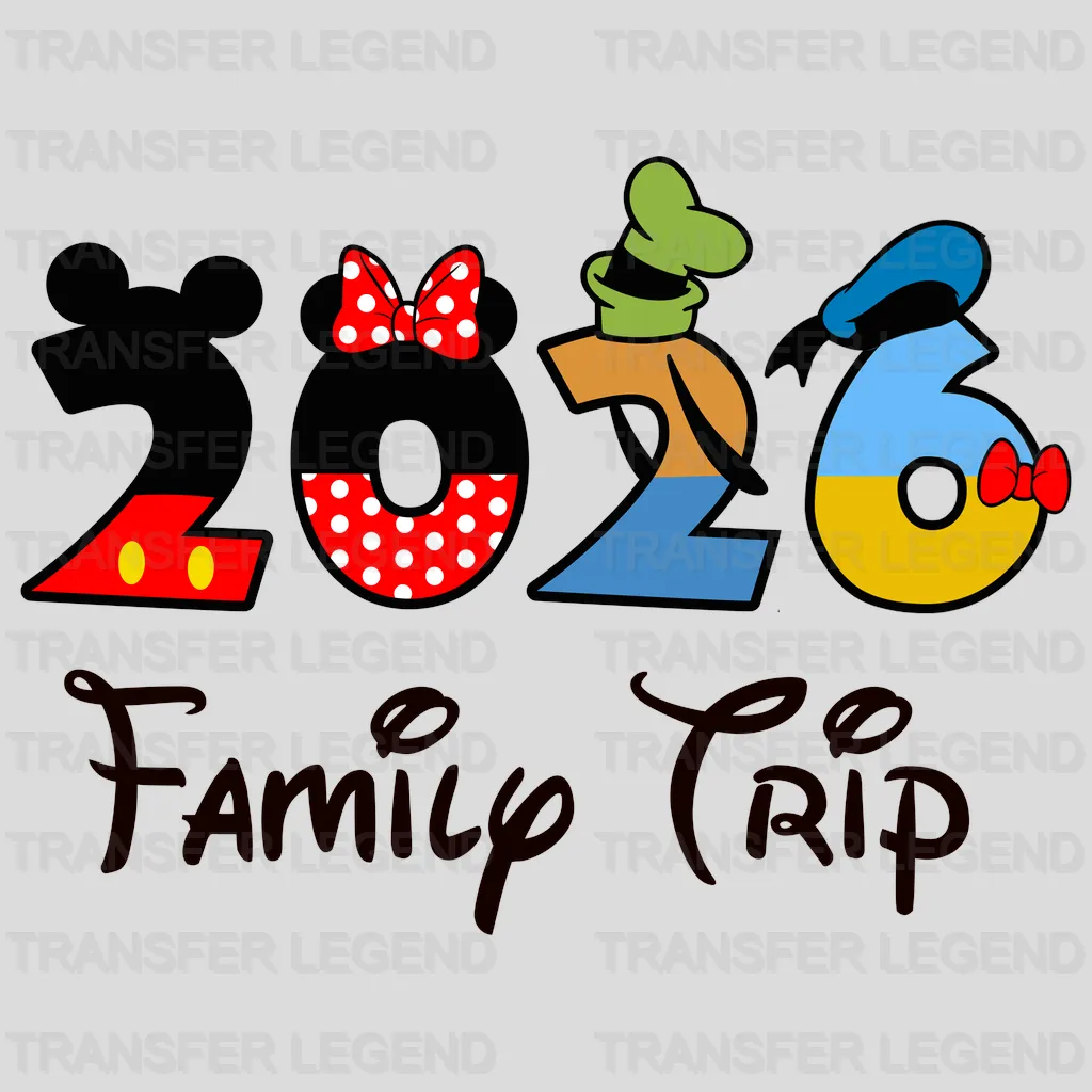 Vacation Trip 2026 Minnie & Mickey Cartoon Designs - DTF Heat Transfer