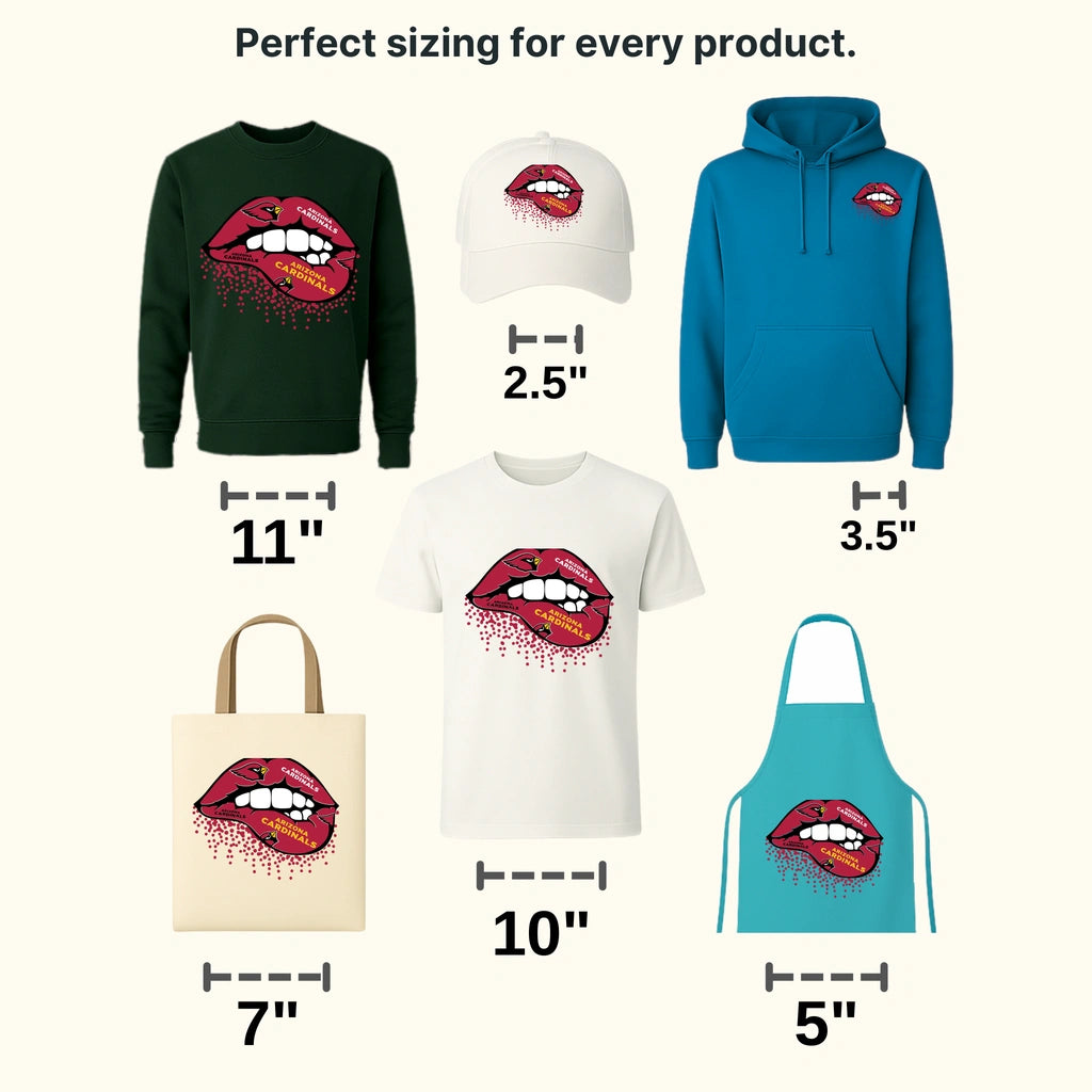 Arizona Cardinals Lip Bite Graphic NFL Design - DTF Heat Transfer